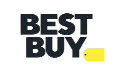 Best Buy logo with "Best Buy" in bold black letters and a yellow price tag graphic on the lower right, ideal for presentations about retail or board advisory services in the consumer electronics industry.