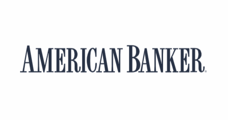 The image displays the logo of "American Banker" in dark, uppercase serif font on a white background.