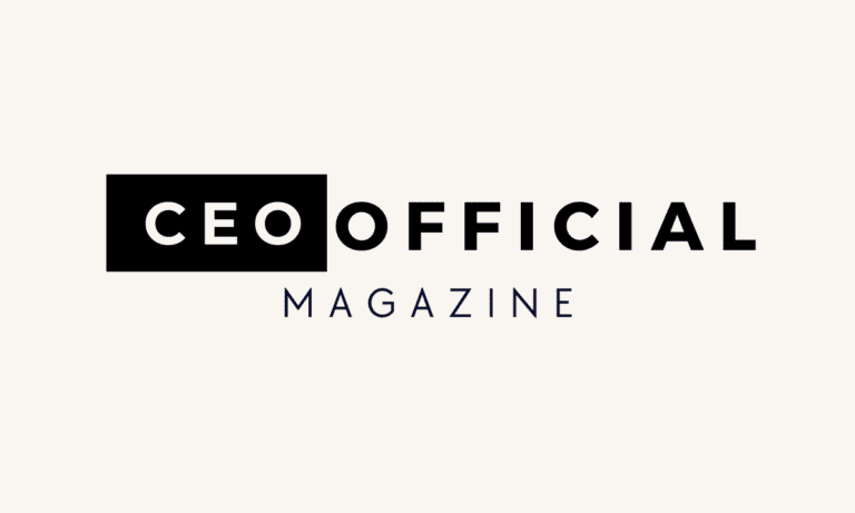 CEO Official Magazine logo with 'CEO' in white on a black rectangle, and 'OFFICIAL MAGAZINE' in black and dark blue text on a white background.