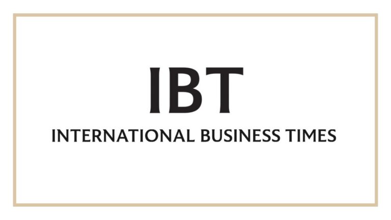International Business Times Logo with the large letters “IBT” above the words “International Business Times” in black text, centered on a white background with a thin beige border.